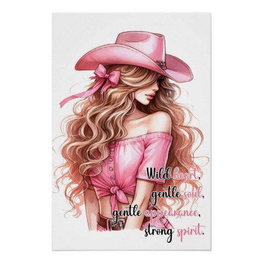 Poster "Wild Heart, Gentle Soul" – Cowgirl-Design  (Voorkant)