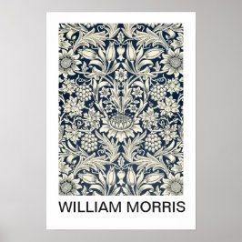 Poster - William Morris zwart-wit bloemprint