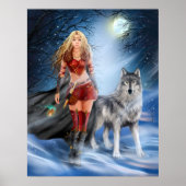 Poster Winter Warrior Princess en wolf (Voorkant)