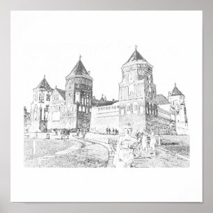 Poster Wit-Russische Natuur Mir Castle Architectur