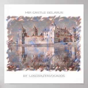 Poster Wit-Russische Natuur Mir Castle Architectur