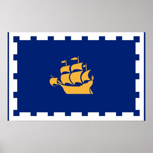 Poster with Flag of Quebec City, Canada (Voorkant)
