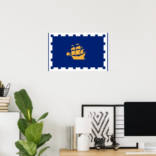 Poster with Flag of Quebec City, Canada (Thuiskantoor)