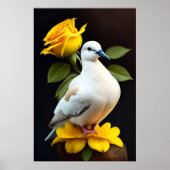 Poster - Witte duif geel bloemen rust (Voorkant)