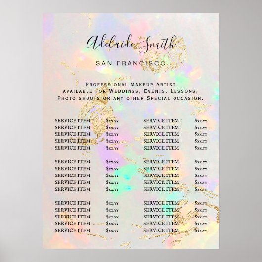 poster witte opal prijslijst (Voorkant)