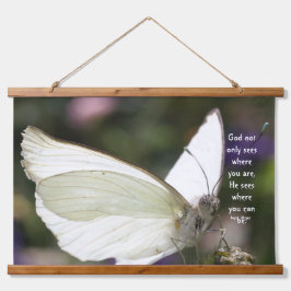 Poster Witte Vlinder Close-up Zegt Christelijk  Hangend Wandkleed