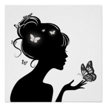 Poster Witte Vlindervrouw