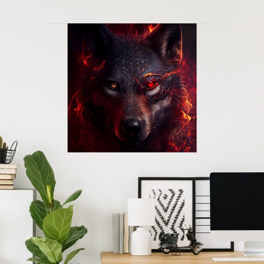 Poster Wolf Fire (Thuiskantoor)