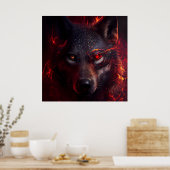 Poster Wolf Fire (Keuken)