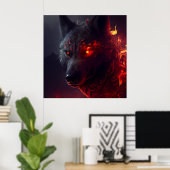 Poster Wolf Fire (Thuiskantoor)