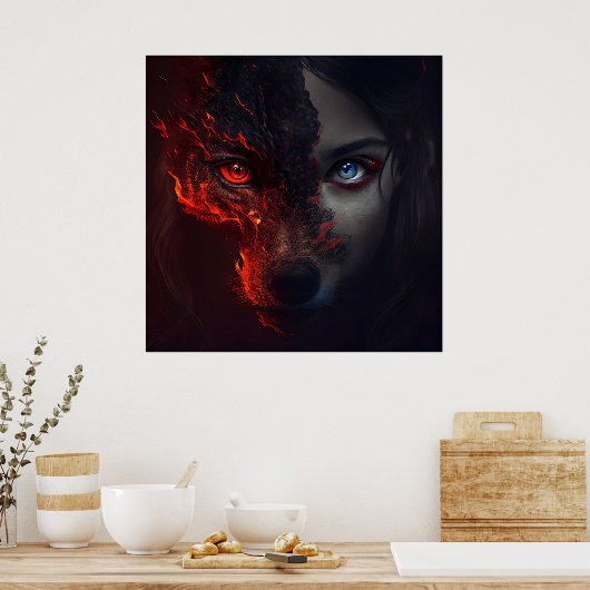 Poster Wolf Fire (Keuken)
