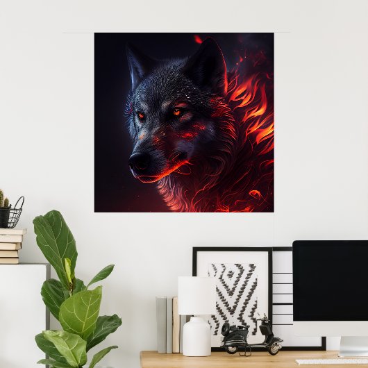 Poster Wolf Fire (Thuiskantoor)