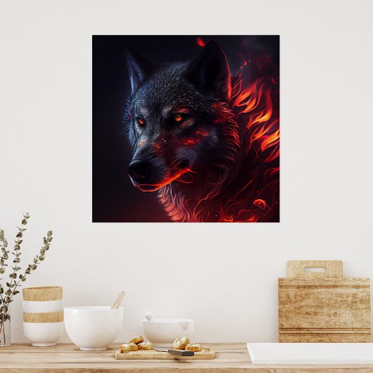 Poster Wolf Fire (Keuken)