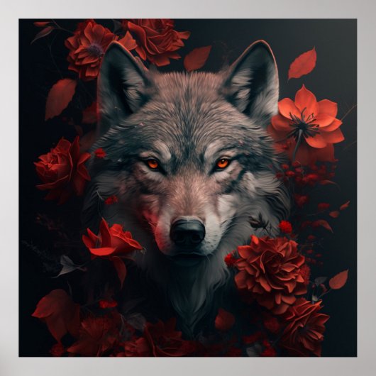 Poster Wolf Fleur (Voorkant)