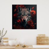 Poster Wolf Fleur (Keuken)