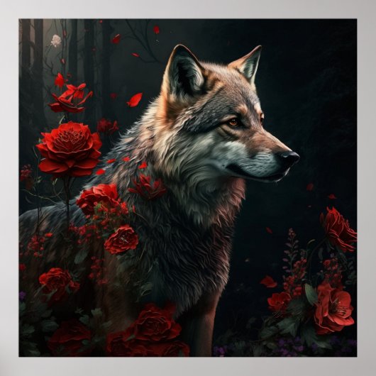 Poster Wolf Fleur (Voorkant)