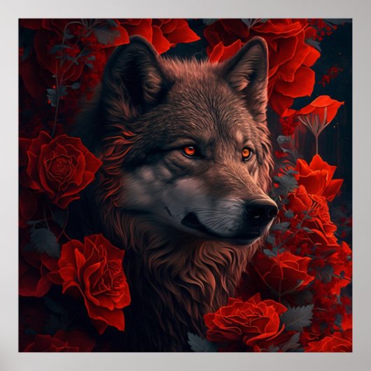 Poster Wolf Fleur (Voorkant)