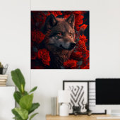 Poster Wolf Fleur (Thuiskantoor)