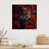 Poster Wolf Fleur (Keuken)