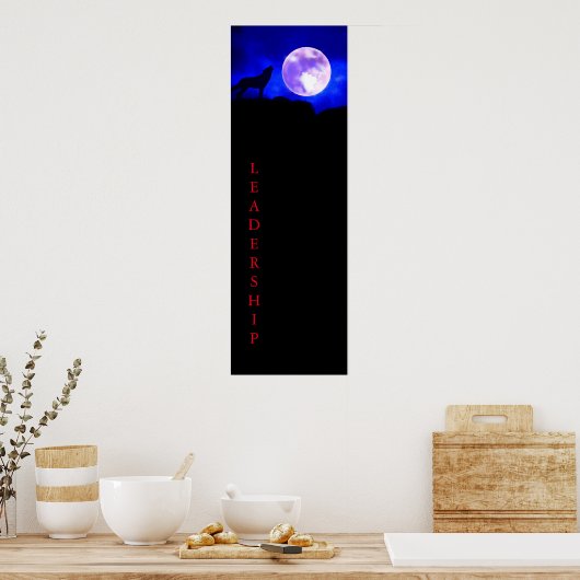 Poster Wolf & Full Moon Leadership Print (Keuken)
