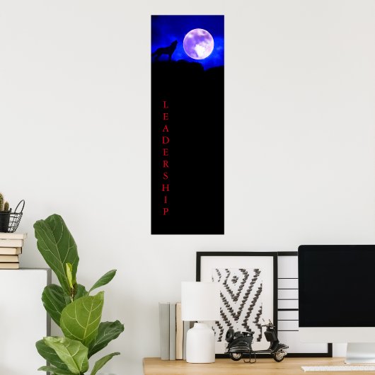 Poster Wolf & Full Moon Leadership Print (Thuiskantoor)