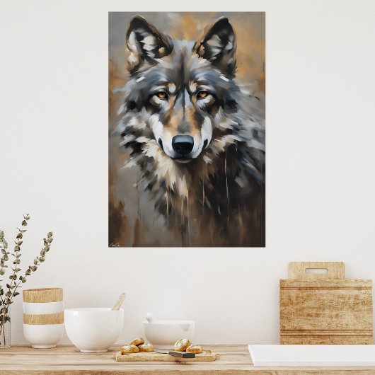 Poster | Wolf | Oliekunststijl (Keuken)