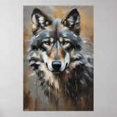 Poster | Wolf | Oliekunststijl (Voorkant)
