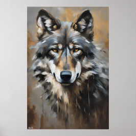 Poster | Wolf | Oliekunststijl
