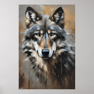 Poster | Wolf | Oliekunststijl