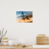 Poster/Wolven Howling bij de maan Poster (Keuken)