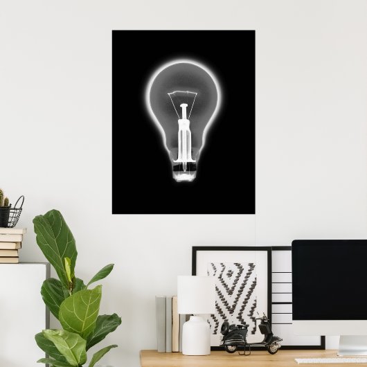 Poster - X-RAY LIGHT BULB BLACK B&W (Thuiskantoor)