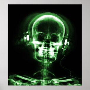 POSTER - X-RAY MUSIC SKELETON BLACK GREEN