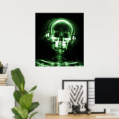 POSTER - X-RAY MUSIC SKELETON BLACK GREEN (Thuiskantoor)