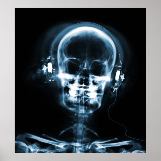 POSTER - X-RAY MUZIEK SKELETON BLACK BLUE (Voorkant)