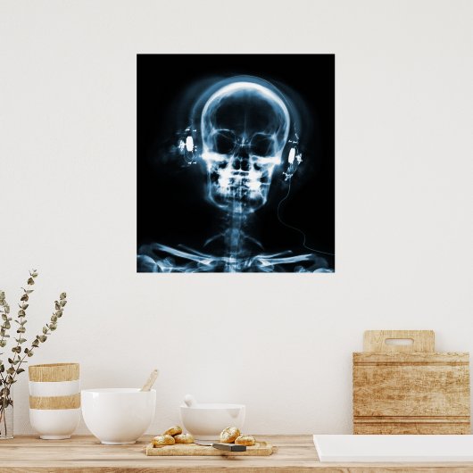 POSTER - X-RAY MUZIEK SKELETON BLACK BLUE (Keuken)