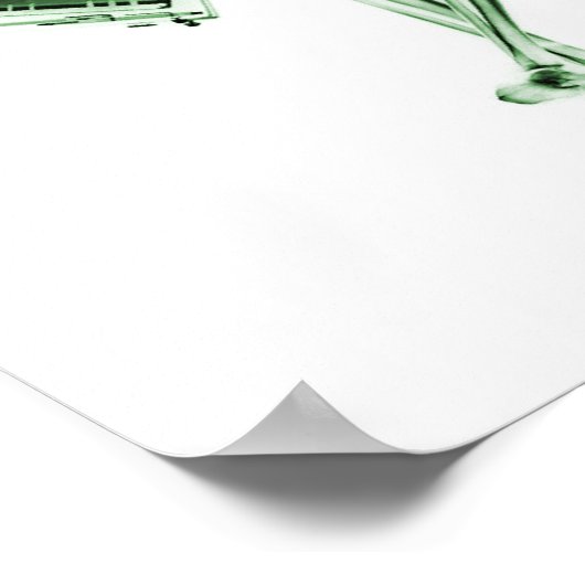 Poster- X-Ray Skelet met koppeling aan groen Poster (Hoek)