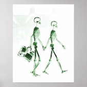 Poster- X-Ray Skelet met koppeling aan groen Poster (Voorkant)