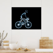 POSTER - X-RAY SKELETON BIKING BLACK BLUE (Keuken)