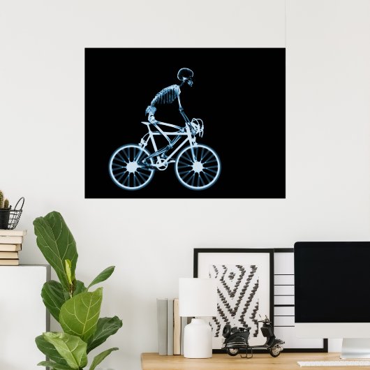 POSTER - X-RAY SKELETON BIKING BLACK BLUE (Thuiskantoor)