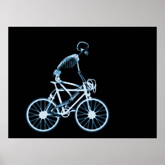 POSTER - X-RAY SKELETON BIKING BLACK BLUE (Voorkant)