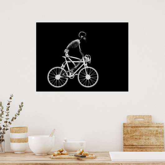 POSTER - X-RAY SKELETON BIKING BLACK GRAY (Keuken)
