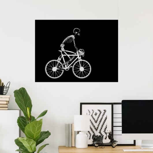 POSTER - X-RAY SKELETON BIKING BLACK GRAY (Thuiskantoor)