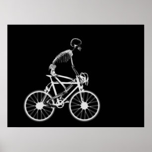 POSTER - X-RAY SKELETON BIKING BLACK GRAY