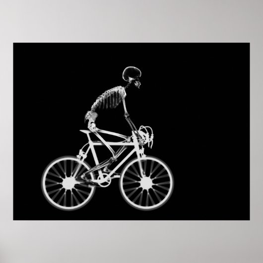POSTER - X-RAY SKELETON BIKING BLACK GRAY (Voorkant)