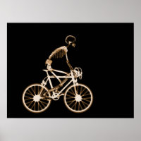 POSTER - X-RAY SKELETON BIKING BLACK ORANJE