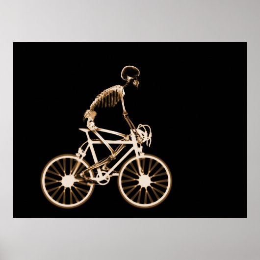 POSTER - X-RAY SKELETON BIKING BLACK ORANJE (Voorkant)