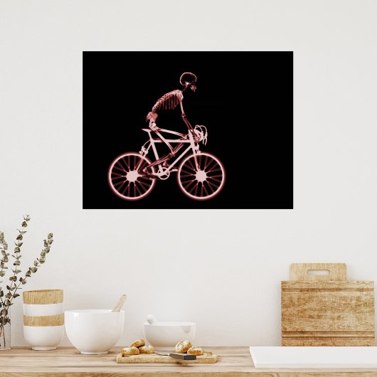 POSTER - X-RAY SKELETON BIKING BLACK RED (Keuken)