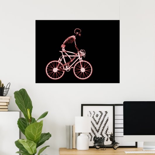POSTER - X-RAY SKELETON BIKING BLACK RED (Thuiskantoor)