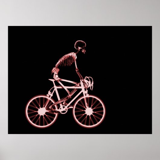 POSTER - X-RAY SKELETON BIKING BLACK RED (Voorkant)
