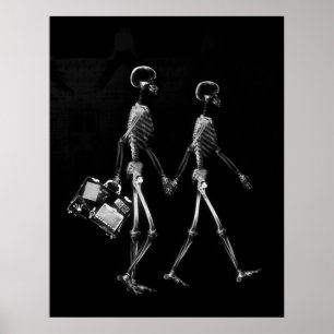 Poster - X-Ray Skeleton Couple Blk Wit